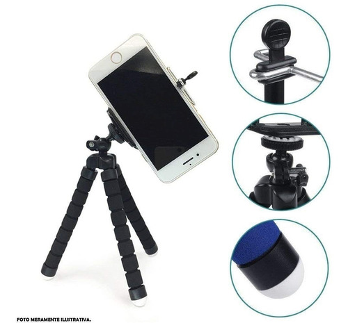 Tripé Para Celular Flexivel E Camera Preto Cbrn08742
