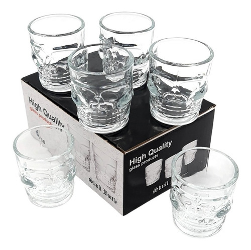 Vaso Shot Tequilero Calavera Vidrio Set 6 Pcs 65ml