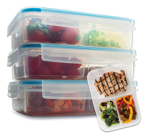 Komax Lunch Boxes Set Of 3, With 3 Removable Compartments, L