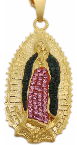 Medalla Virgen De Guadalupe Chapa De Oro Cristal Bulto