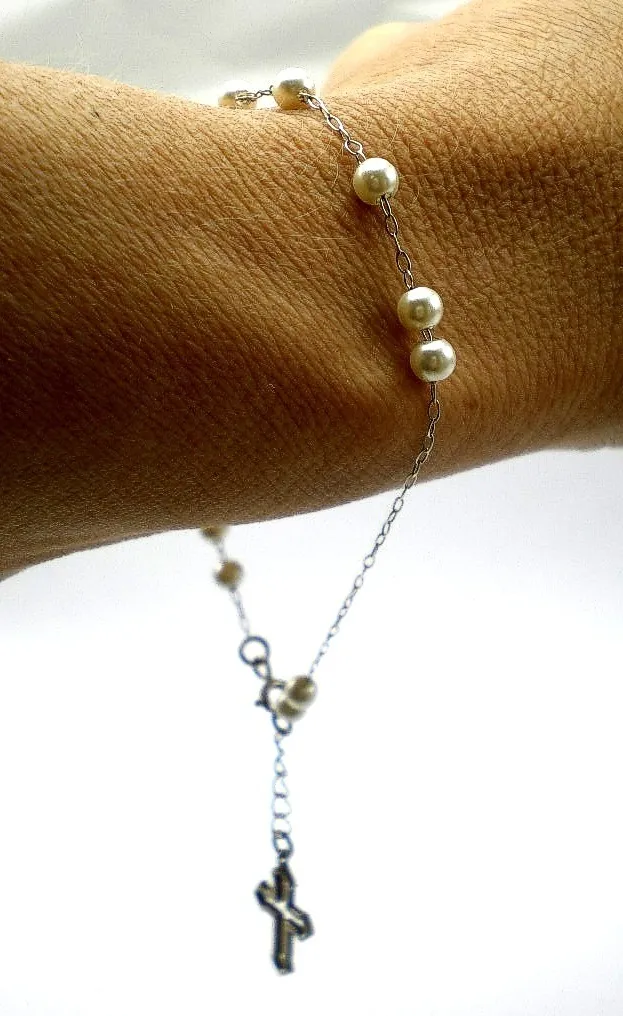 Pulsera Denario Decenario De 925 Con Perlas Naturales