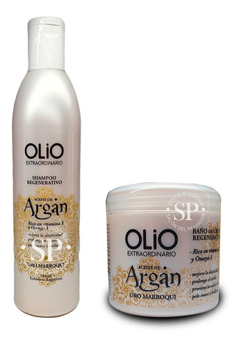 Kit Olio Aceite De Argán Shampoo + Baño De Crema