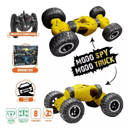 Carrinho Controle Remoto 4x4 Monster Truck Twistcar Gira Rc Cor