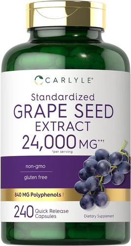 Carlyle Extracto De Semilla De Uva 24,000 Mg 240 Cápsulas Sabor S/n