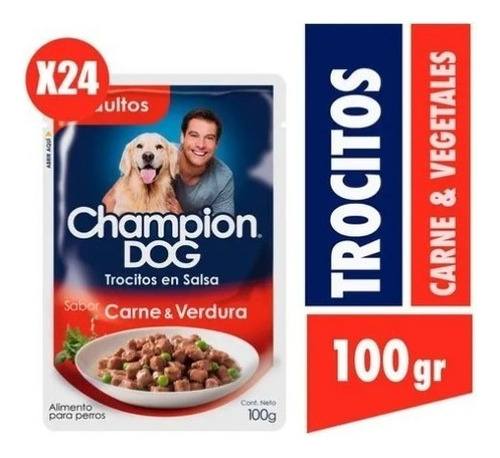 Champion Dog Trocitos En Salsa Carne Y Vegetales 24x100g