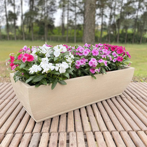 Imagen 3 de 6 de Maceta Jardinera Plastico Amsterdam 100x37x27cm Simil Piedra