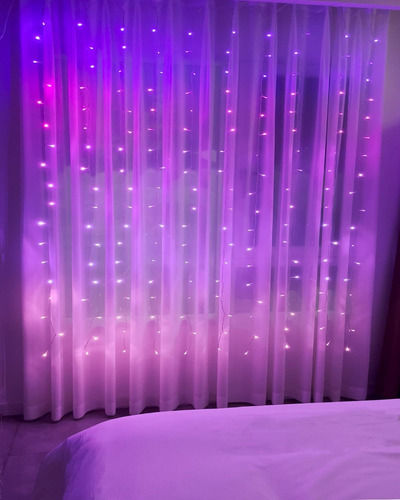 Luces De Cortina De Color Rosa Y Morado Para Dormitorio, Col