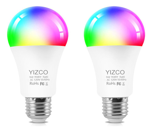 Yizco Bombillas Led Rgb De 9 W Que Cambian De Color Con Luz