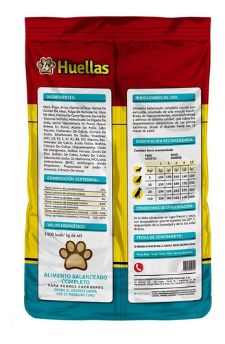 Imagen 2 de 4 de Alimento 4 Huellas Para Perros Cachorros X 10 Kg