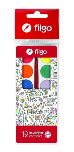 Acuarela Paleta Filgo X 12 Colores + Pincel Pack X12un