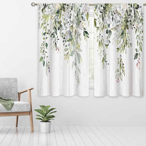2x Hojas Cortinas De La Ventana Cortinas De 90cmx210cm