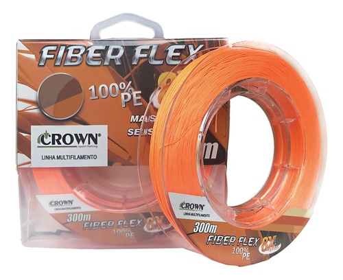 Linha Multifilamento Crown Fiber Flex 300m Orange 0,35mm Cor Laranja