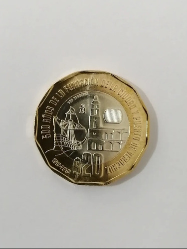Moneda De $20 Conmemorativa 500 Años De La Ciudad Veracruz 