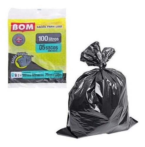 Sacos Para Lixo Bom 5 Pecas 75x105cm 100l
