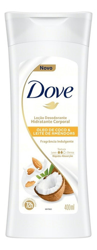  Loção Desodorante Hidratante Corporal Óleo de Coco & Leite de Amêndoas Dove Frasco 400ml