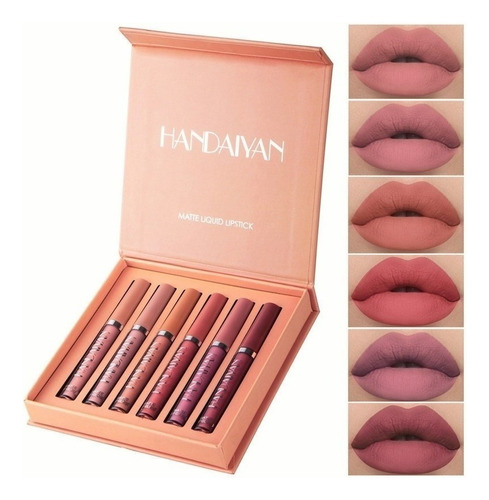 Kit Labial Líquido Mate Velvet Lip Gloss Handaiyan 6