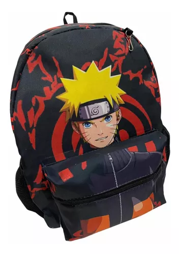 Kit Mochila Lancheira Estojo Anime Sasuke - Preto