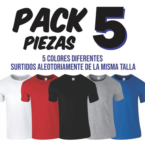 Pack 5 Playeras Caballero Cuello Redondo Colores Surtidos 