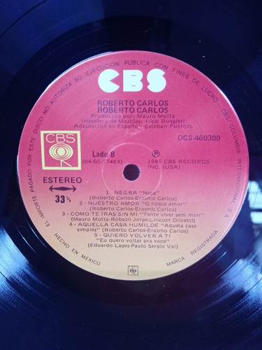 Lp Vinil Roberto Carlos Mexicano Cbs 1986 En Excel Condicion (Usado)