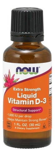 Now Foods Vitamina D-3 Liquida, 1000 Ui, 1 Fl Oz (30 Ml) Sfn Sabor Sin sabor