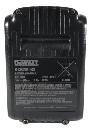 Batería de litio compacta de 20 V como máximo y 1,5 Ah - DCB201-b3 Dewalt