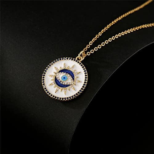Cmoonry Collar Contra El Mal De Ojo, Chapado En Oro De 14 Qu
