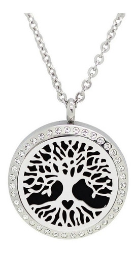 Relicario Collar Mujer Árbol De La Vida Corazón En Acero