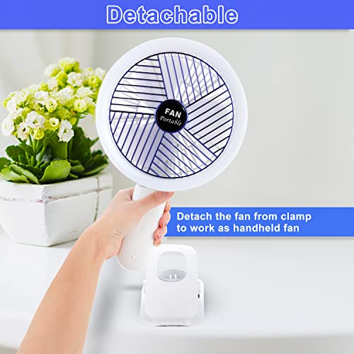 Ventilador De Clip Con Lámpara Led Recargable Y Portátil
