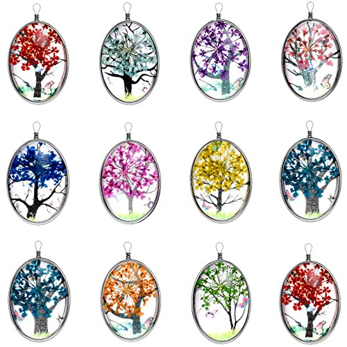10 Pcs Mixed Butterfly Tree Of Life Charms Dried Flower...