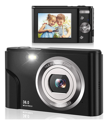 Cámara De Vlogs De 1080p Y 36 Mp Con Zoom De 16x, Lcd, Portá