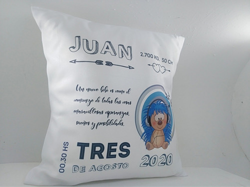 Imagen 4 de 12 de Bebés Almohadón Datos De Nacimiento. Ideal Regalo 40x40 Cm