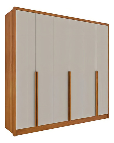 Guarda Roupa Casal Fortuna 6 Pt Cinamomo Off Mdf Móveis Tcil Cor Cinamomo/off White