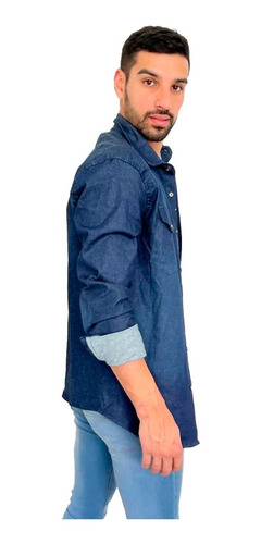 Imagen 2 de 8 de Camisa Jony Hombre Azul Elastizada