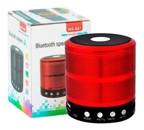 Caixinha Som Bluetooth Portátil Speaker Para Presente Ws887 Cor Vermelho Voltagem 110v