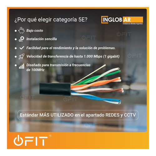 Bobina 305m Cable Utp Inglobar Cat 5e Interior Cobre