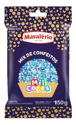 Mix De Confeitos Azul Mil Cores 150g Mavalério