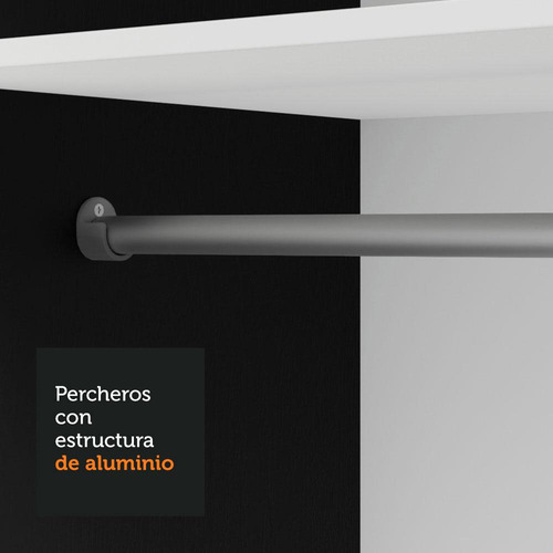 Ropero Closet Madesa Vivare Plus 2 Puertas 1 Espejo Nb Color Negro/Blanco
