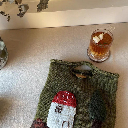 Bolso De Mano De Ganchillo Bolso De Mano Con Diseño De Casa
