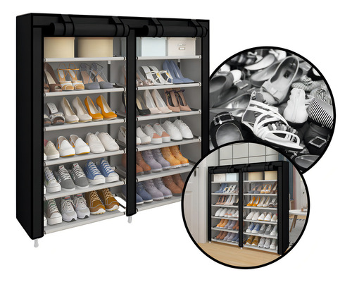 Zapatera Fasilyt YUB-012 organizador de 6 niveles closet de zapatos tenis color negro
