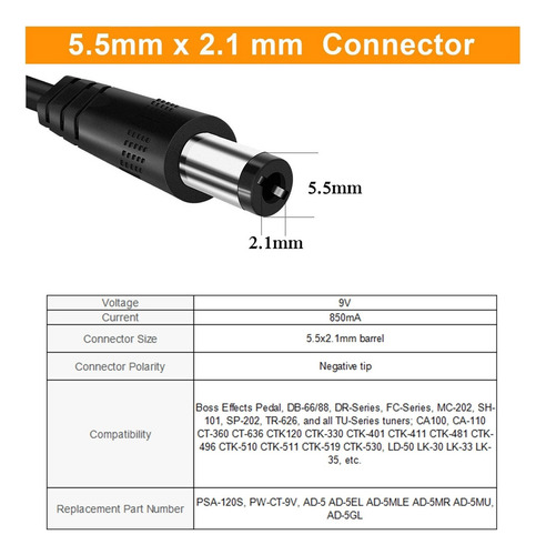 W Cable Adaptador De Corriente De 9 Efectos De Guitarra,