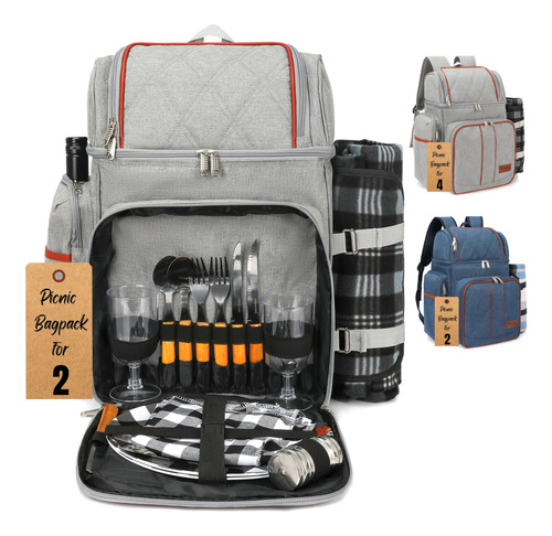 Rnoony Mochila De Picnic Para Camping, Cesta De Picnic Para 