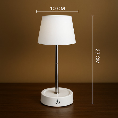 Abajur Mesa Quarto Led Touch Altura Ajustável Moderna Branco Branco