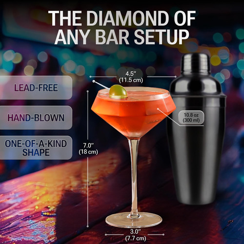 Lidy Juego De 2 Copas De Martini Con Forma De Diamante Para