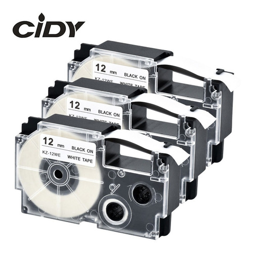 3pcs Xr-12we Fita Para Casio Labeler Kl-60 12mm Branco