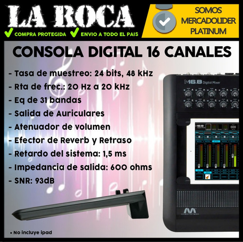 Mixer Consola Digital 16 Canales Wifi Multitactil Tablet Cuo