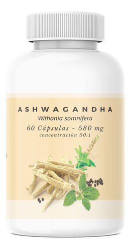 Capsulas Ashwagandha  - 60 Capsulas - 50:1 - 580 Mg