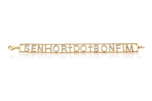 Pulseira Senhor Do Bonfim Cravejada Zircônias Banho Ouro 18k