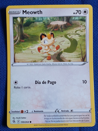 Meowth Basico Pokémon No. 052 199/264 Nintendo 2021 Español