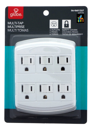 Multitoma De Pared Con Polo Tierra Con 6 Salidas Electricas