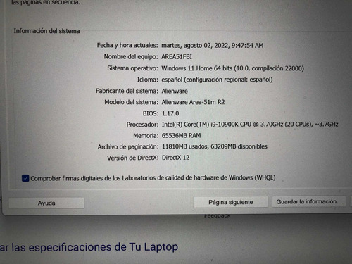 Laptop Alienware Area 51 Mr2 17 I9 (Usado)
